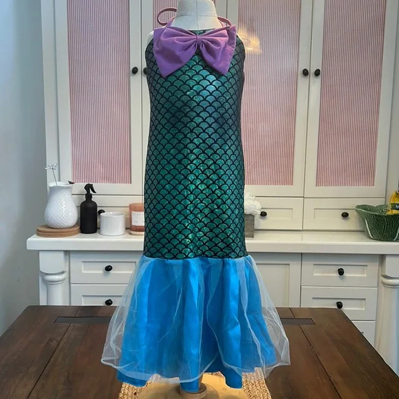 slim fit dress slacks Cosplay Ariel Teal gown Little mermaid dress – MJcostume